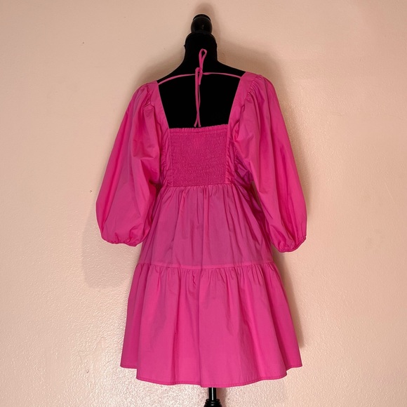 PINK PUFF SLEEVE TIRED MINI DRESS - Picture 3 of 6
